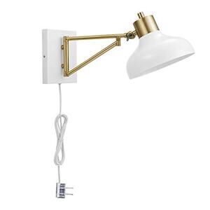 GLOBE Electric 51344 1-Light Plug-in or Hardwire Swing Arm Wall Sconce, White,